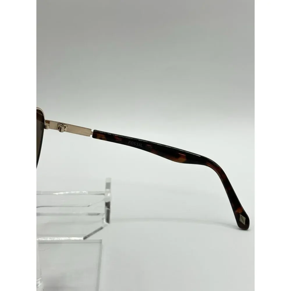 Fossil Aviator Sunglasses Gold Brown Tortoise Unisex 58mm